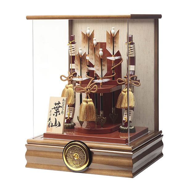 久月　 破魔弓　葉山 本籐 木目 前面アクリルケース飾り　詳細画像