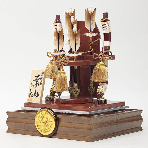 久月　 破魔弓　葉山 本籐 木目 前面アクリルケース飾り　詳細画像