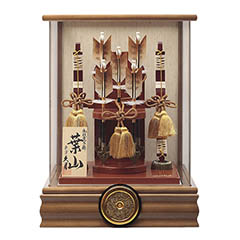 破魔弓: 葉山 本籐 木目 前面アクリルケース飾り