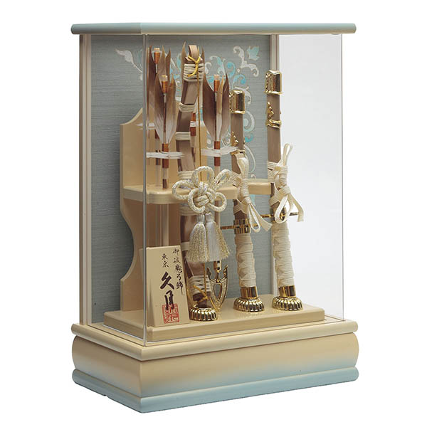 久月　 破魔弓　碧斗 太刀 本籐 象牙水色暈 アクリルケース飾り　詳細画像