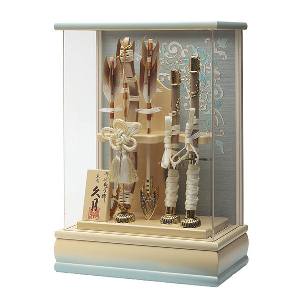 久月　 破魔弓　碧斗 太刀 本籐 象牙水色暈 アクリルケース飾り　詳細画像