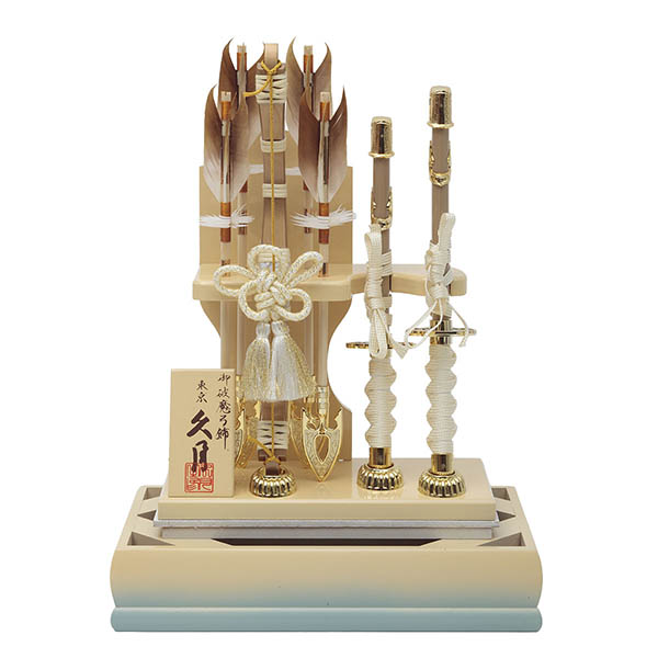 久月　 破魔弓　碧斗 太刀 本籐 象牙水色暈 アクリルケース飾り　詳細画像