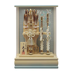 破魔弓: 碧斗 太刀 本籐 象牙水色暈 アクリルケース飾り