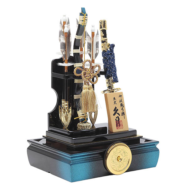 久月　 破魔弓　清龍A 太刀 本籐 青黒暈 アクリルケース飾り　詳細画像