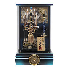 破魔弓: 清龍A 太刀 本籐 青黒暈 アクリルケース飾り