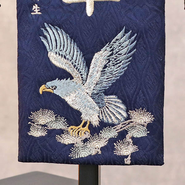 松鷹 ブルー 紺立涌ジャガード 刺しゅう （特小） 台付き ※名入は刺繍